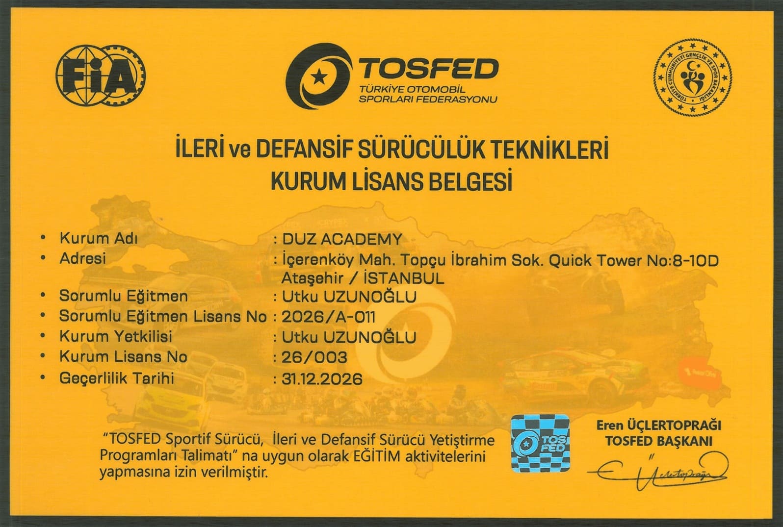 TOSFED Kurum Lisans